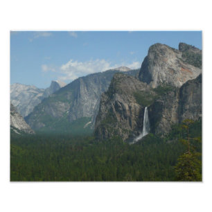 Bruids sluier waterval en Half Dome in Yosemite Foto Afdruk