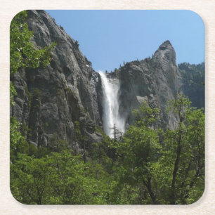Bruids sluier waterval in Yosemite National Park Vierkante Kartonnen Onderzetter