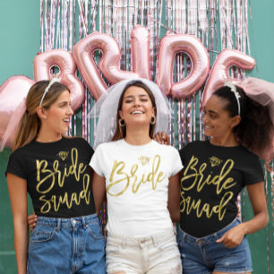 Bruids T-shirt Met Nep Gouden Diamant Grafische El
