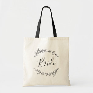 Bruids tas. Zwart en wit botanisch huwelijk Tote Bag
