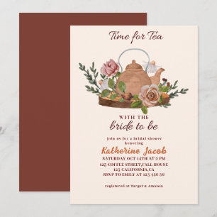 Bruids Tea Party Bloemen herfst Vrijgezellenfeest Kaart