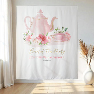Bruids Tea Party   Roze Vrijgezellenfeesten achter Wandkleed