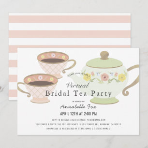 Bruids Tea Party Tea Pot VIrtual Vrijgezellenfeest Kaart