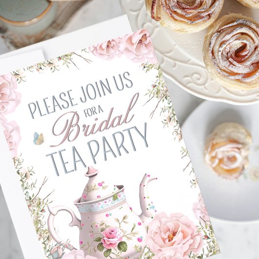 Bruids Tea Party Theepot Teacups Bruiloft Brunch Kaart