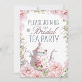 Bruids Tea Party Theepot Teacups Bruiloft Brunch Kaart (Voorkant)