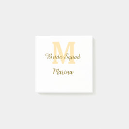 Bruids team monogram gouden bruidsfeest eenvoudig post-it® notes