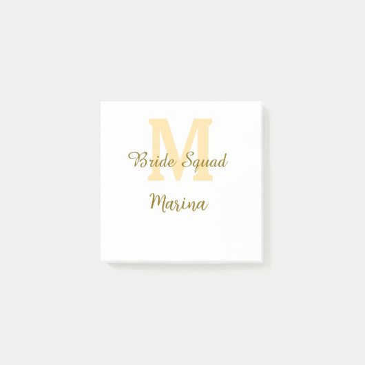 Bruids team monogram gouden bruidsfeest eenvoudig post-it® notes (Voorkant)