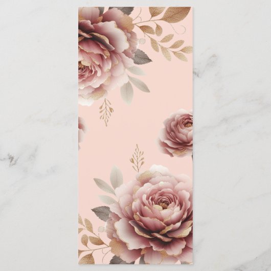 Bruids Thee Douche Pastel Roze Goud Custom Menu (Achterkant)