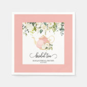 Bruids Thee Feest Servet - Roze Rand Maatwerk (Voorkant)