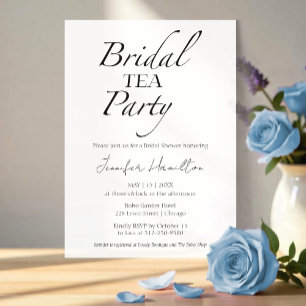 Bruids thee Party Zwart-wit Vrijgezellenfeest Kaart
