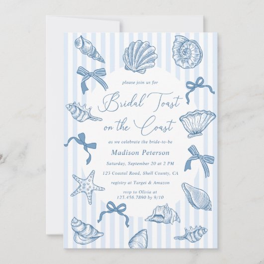 Bruids Toast Aan De Kust Zeeschelpen Bruids Shower Kaart (Voorkant)