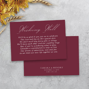 Bruids Wensput Calligrafie Schrift Burgundy Informatiekaartje