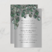 Bruids Wig Glitter Rookgrijs Eucalyptus Groenery Kaart (Voorkant / Achterkant)