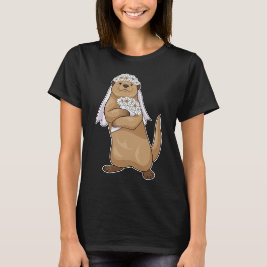 Bruidsbloem Bruiloft Otter T-shirt (Voorkant)