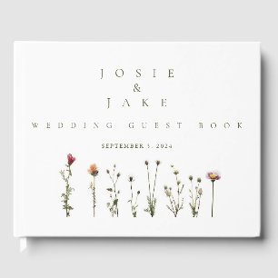 Bruidsboek met tere wilde bloemen gastenboek