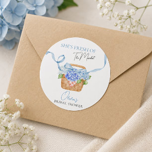 Bruidsboeket Blauwe Hortensia Bruiloft Feestje Ronde Sticker