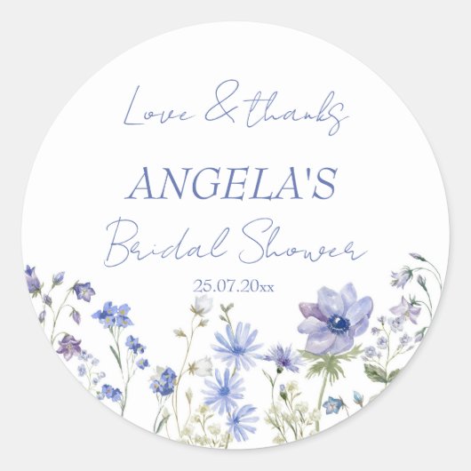 Bruidsboeket bloemen bruiloft favoriet ronde sticker (Voorkant)