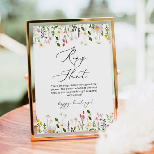 Bruidsboeket bloemen ring zoek bruidsshower spel poster