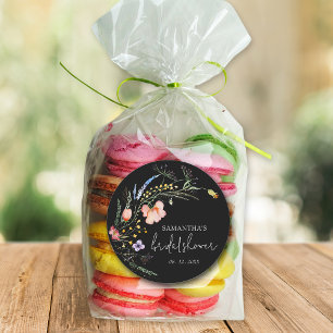 Bruidsboeket Bruidsshower Zwart Ronde Sticker
