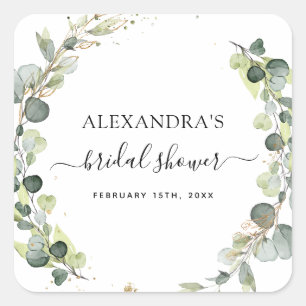 Bruidsboeket Eucalyptus Groene Vetplant Vierkante Sticker