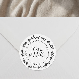 Bruidsboeket Huwelijks Retouradres Ronde Sticker