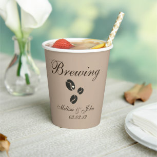Bruidsboeket Koffieboon Beige Papieren Bekers