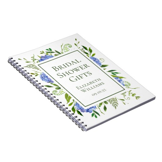 Bruidsboeket Met Blauwe Hydrangea Cadeaus Notitieboek (Rechterzijde)