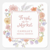 Bruidsboeket met verse bloemen van de markt  vierkante sticker (Voorkant)