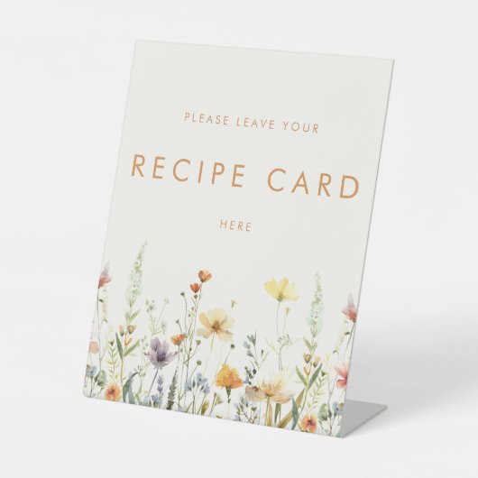 Bruidsboeket met wilde bloemen receptkaart reclamebord met voetstuk (Voorkant)