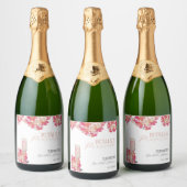 Bruidsboeket & Prosecco Roze Bloemen Sparkling Wijnetiket (Flessen)