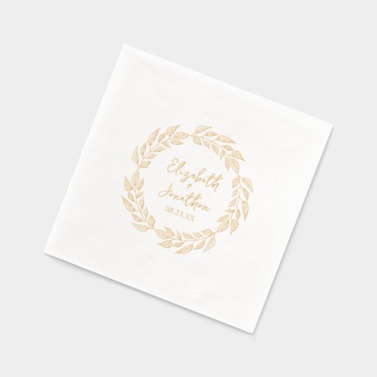 Bruidsboeket van bladeren Huwelijk ID1056 Folie Servetten (Links)