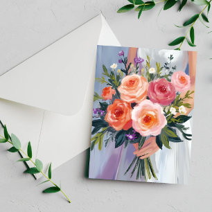 Bruidsboeket van wilde bloemen Huwelijkskaart