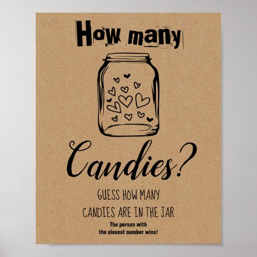 Bruidsborrel spel Hoeveel Candies Bord Poster (Voorkant)