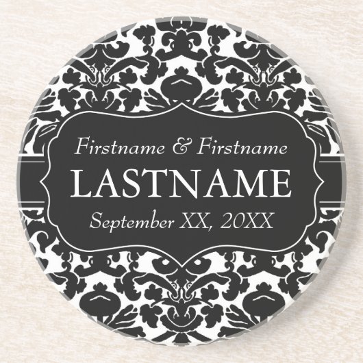 Bruidsbruidegom - Damask Pattern Zandsteen Onderzetter (Voorkant)