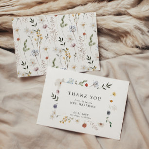 Bruidsbruiloft Dankkaart Wilde Bloemen Bedankkaart