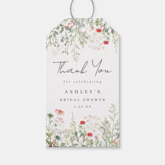 Bruidsbruiloft met wilde bloemen cadeaulabel (Voorkant)