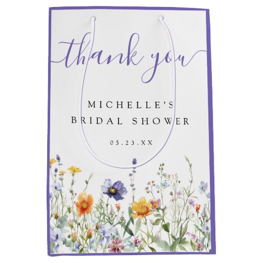 Bruidsbruiloft met wilde bloemen medium cadeauzakje (Voorkant)