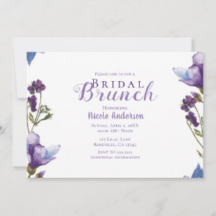 Bruidsbrunch lente bloemen paarse bloemen modern kaart