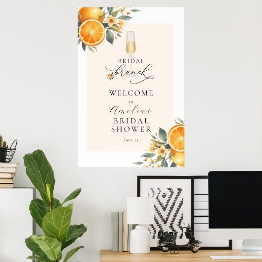 Bruidsbrunch Sinaasappel Trouwdouche Welkom Teken Poster (Thuiskantoor)