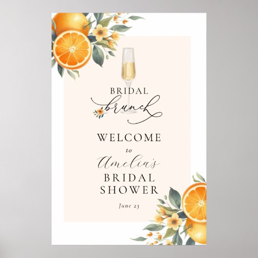 Bruidsbrunch Sinaasappel Trouwdouche Welkom Teken Poster (Voorkant)