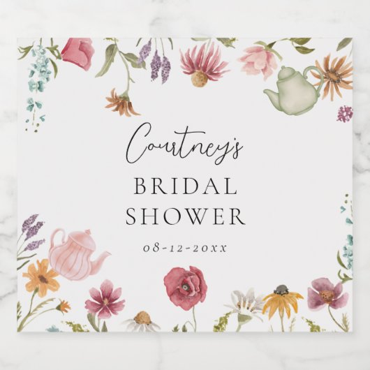 Bruidschampagnetiket Theebruidssluiting Sparkling Wijnetiket (Enkel label)