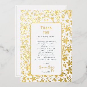 Bruidschuur Dank Je Foil Kaart Kleine Bloemen
