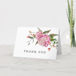 Bruidschuur Dankkaart met Landelijke Roze Bloemen Bedankkaart
