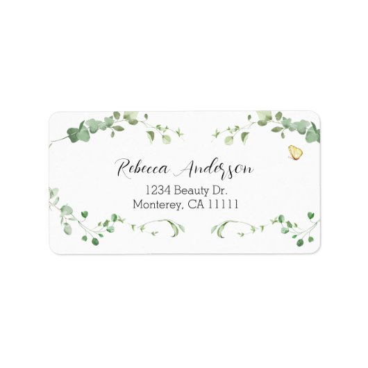 Bruidsdecoratie met elegante Eucalyptusgroen  Etiket (Voorkant)