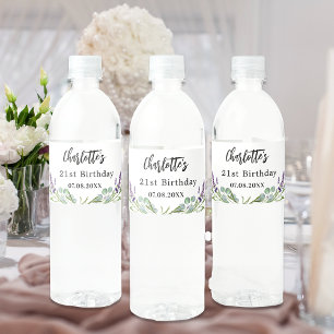 Bruidsdouche lavendel bloemen eucalyptus Water Bo Waterfles Etiket