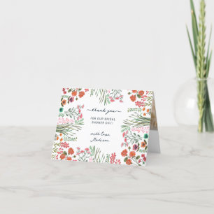 Bruidsdouche met wilde bloemen bedankkaart