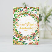 Bruidsdouche uitnodiging Bloemen Goud Glitter Groe (Staand voorkant)