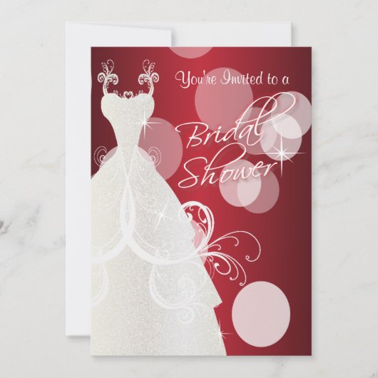 Bruidsdouche uitnodiging in Metallic Red (Voorkant)