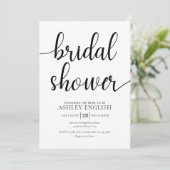 Bruidsdouche uitnodiging - Modern Zwart Script (Staand voorkant)