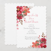 Bruidsdouche Uitnodiging roze bloemenontwerp (Voorkant / Achterkant)